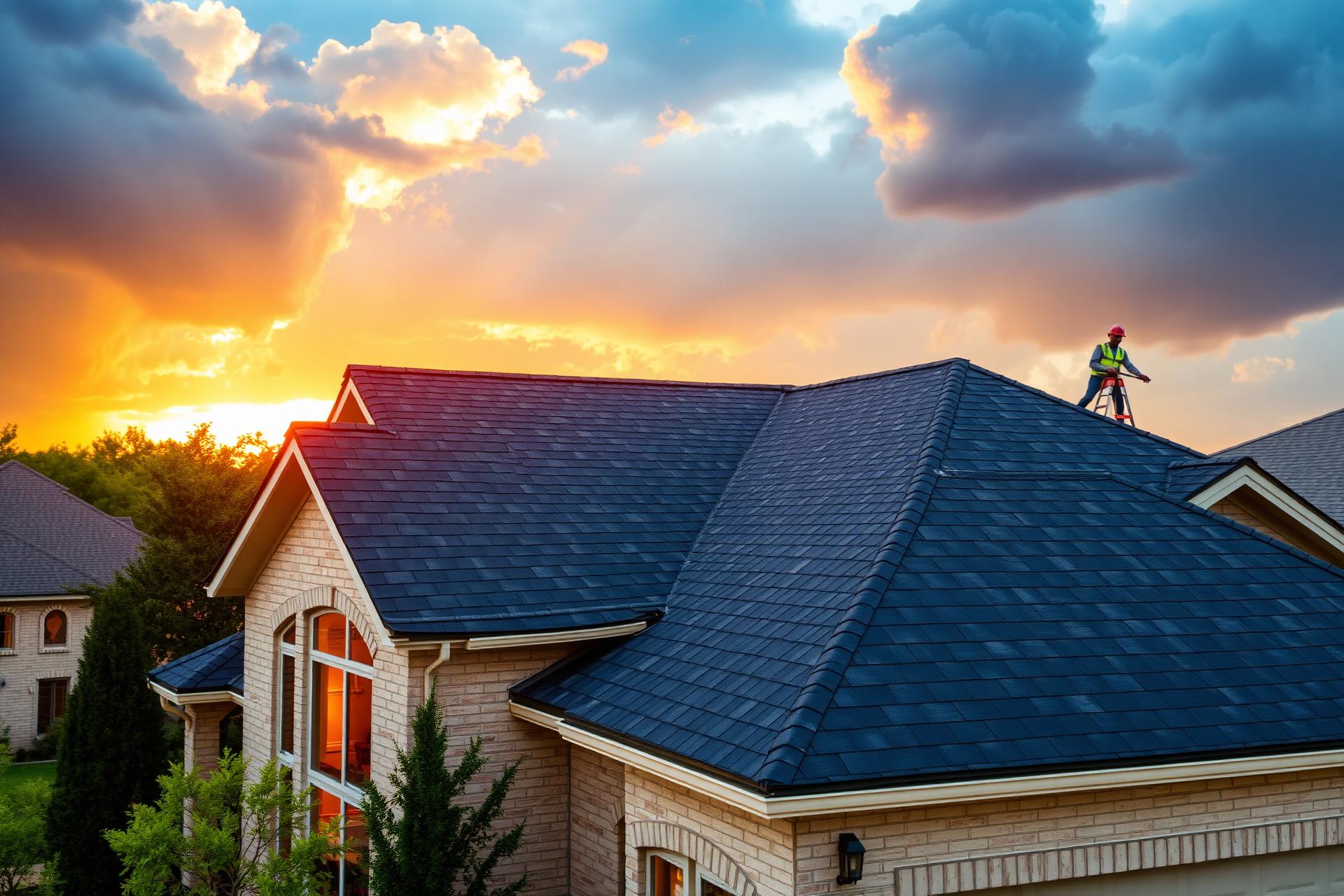 Newly installed luxury home roof after Texas storm